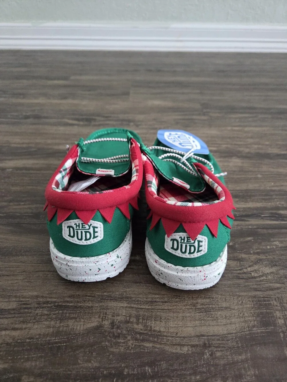 Hey Dude Youth Wally Holiday Elf Kids Christmas Slip On Shoes